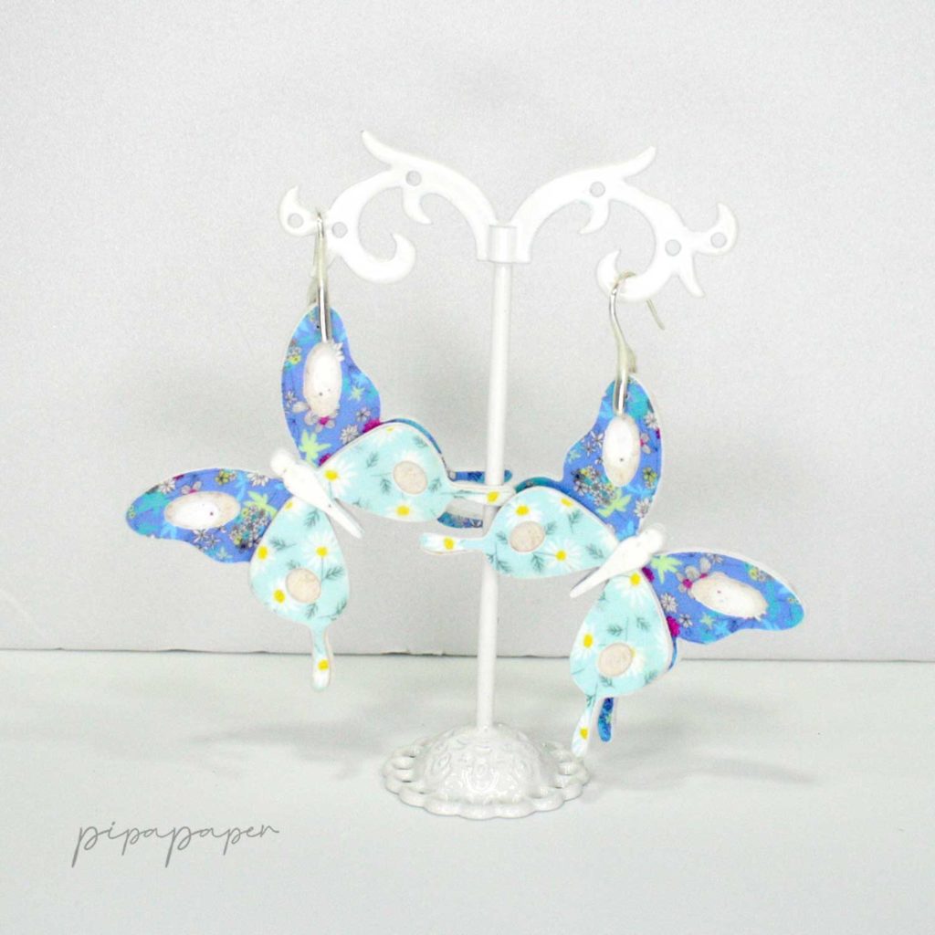 pendientes mariposa papel reciclado