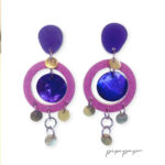 pendientes nacar y papel morado