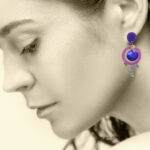 pendientes nacar y papel morado