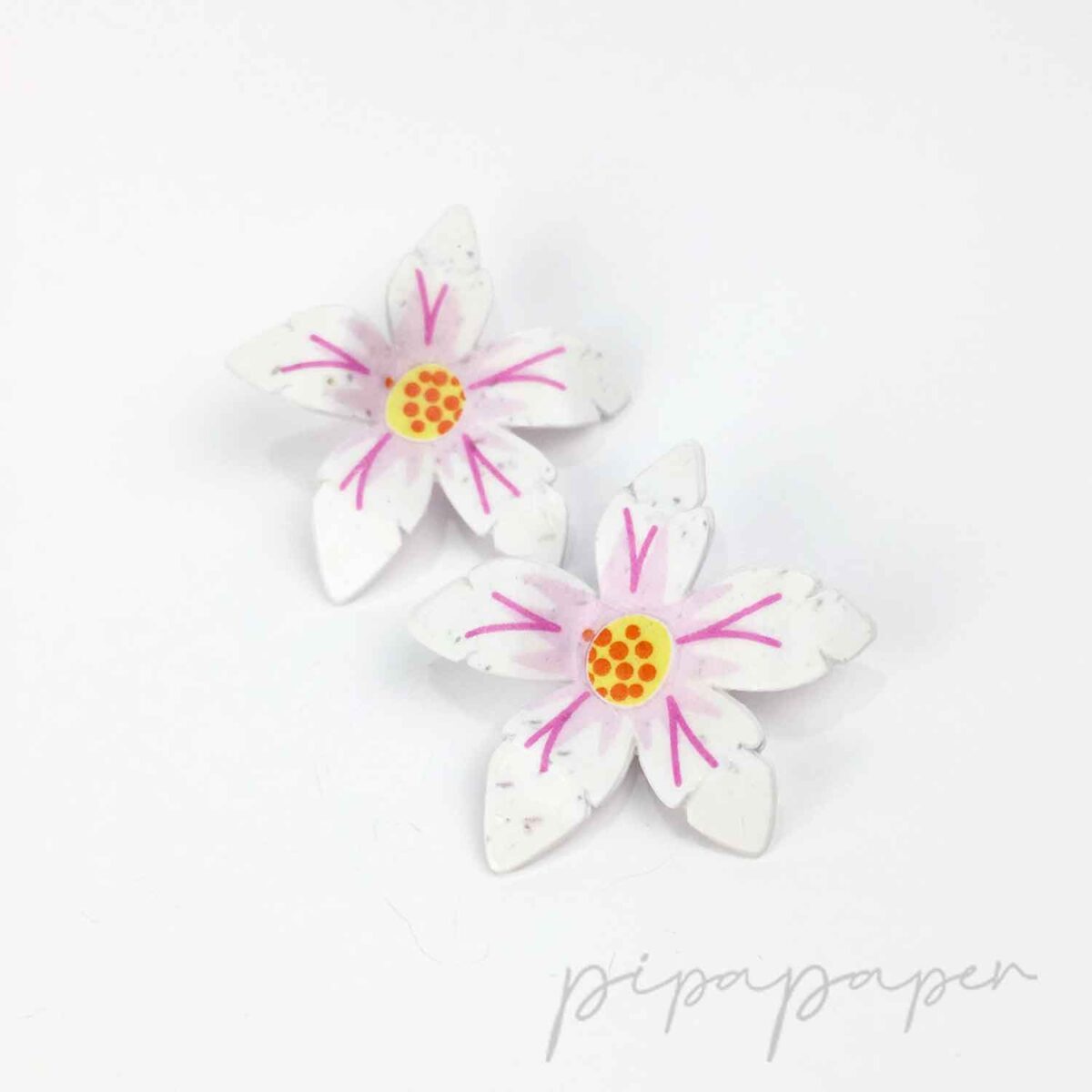 pendientes originales papel flor azahar grande ligero rosa