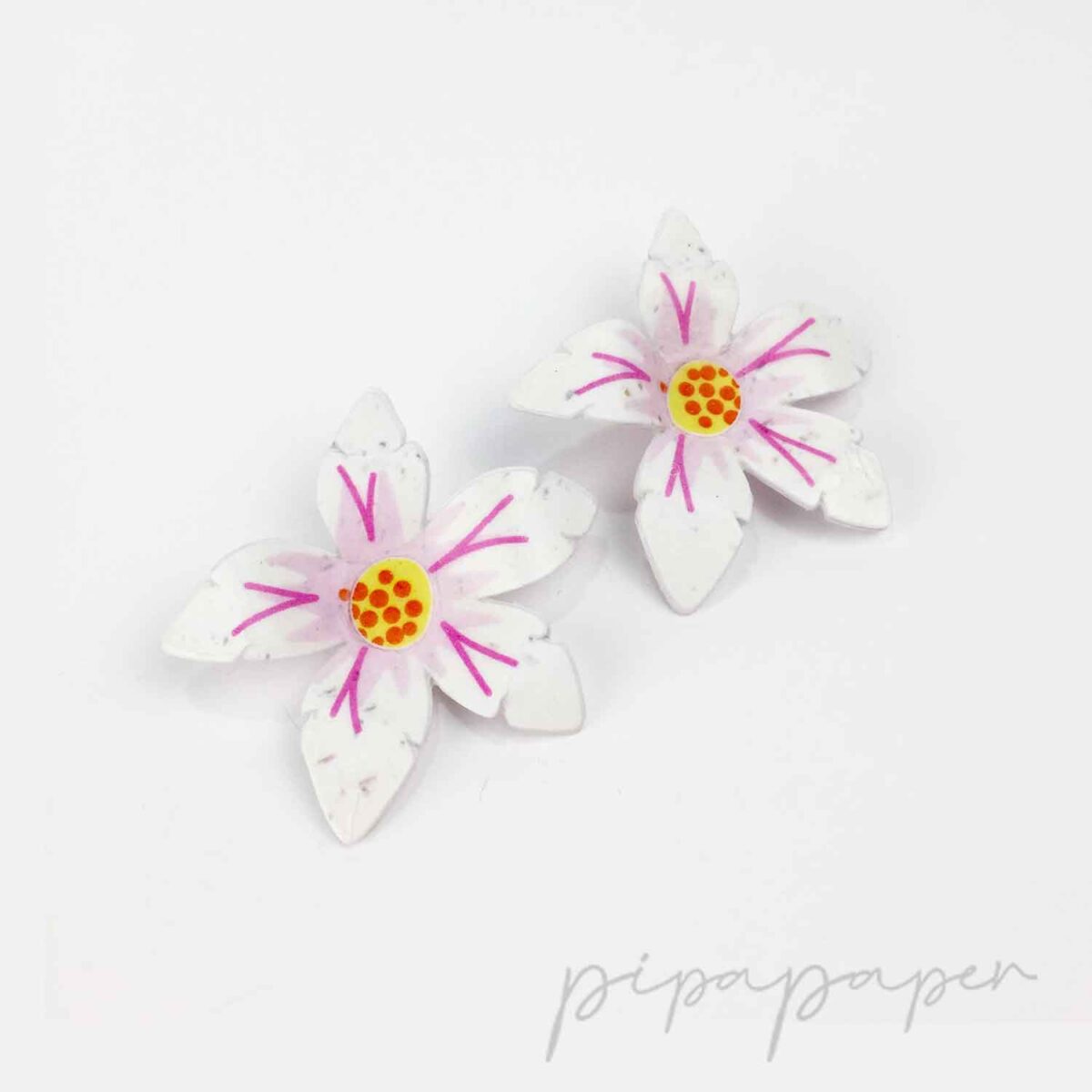 pendientes originales papel flor azahar grande ligero rosa