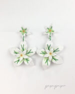 pendientes colgantes floreado azahar verde para mujer ligero de papel reciclado elegante