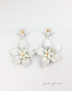 pendientes colgantes floreado azahar blanco para mujer ligero de papel reciclado elegante