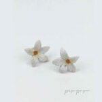 pendientes flor azahar blanco papel reciclado