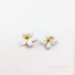 pendientes flor azahar blanco papel reciclado