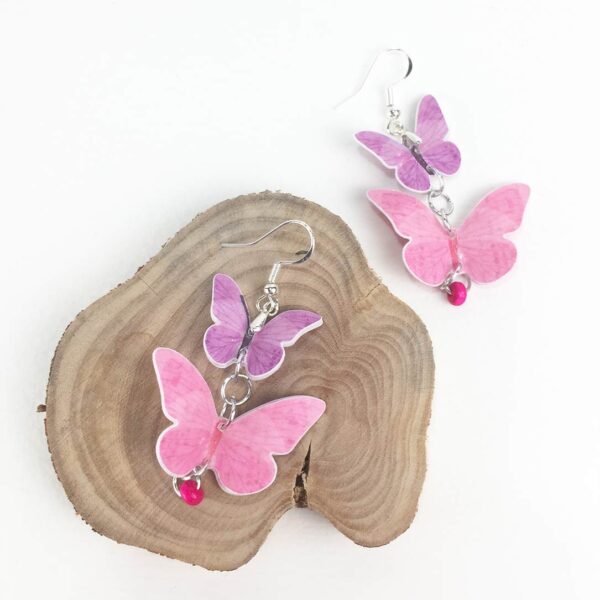 pendientes mariposas papel colores hecho mano