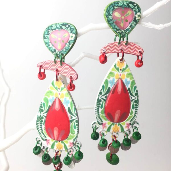 pendientes elegantes hechos a mano de fiesta en papel y plata