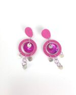 pendientes papel reciclado divertidos alegres elegantes fucsia