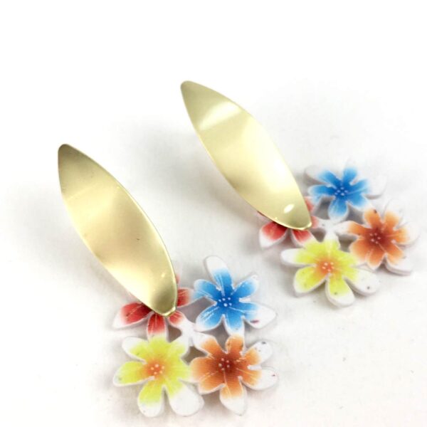 pendientes papel reciclado ramo flores alegres multicolor