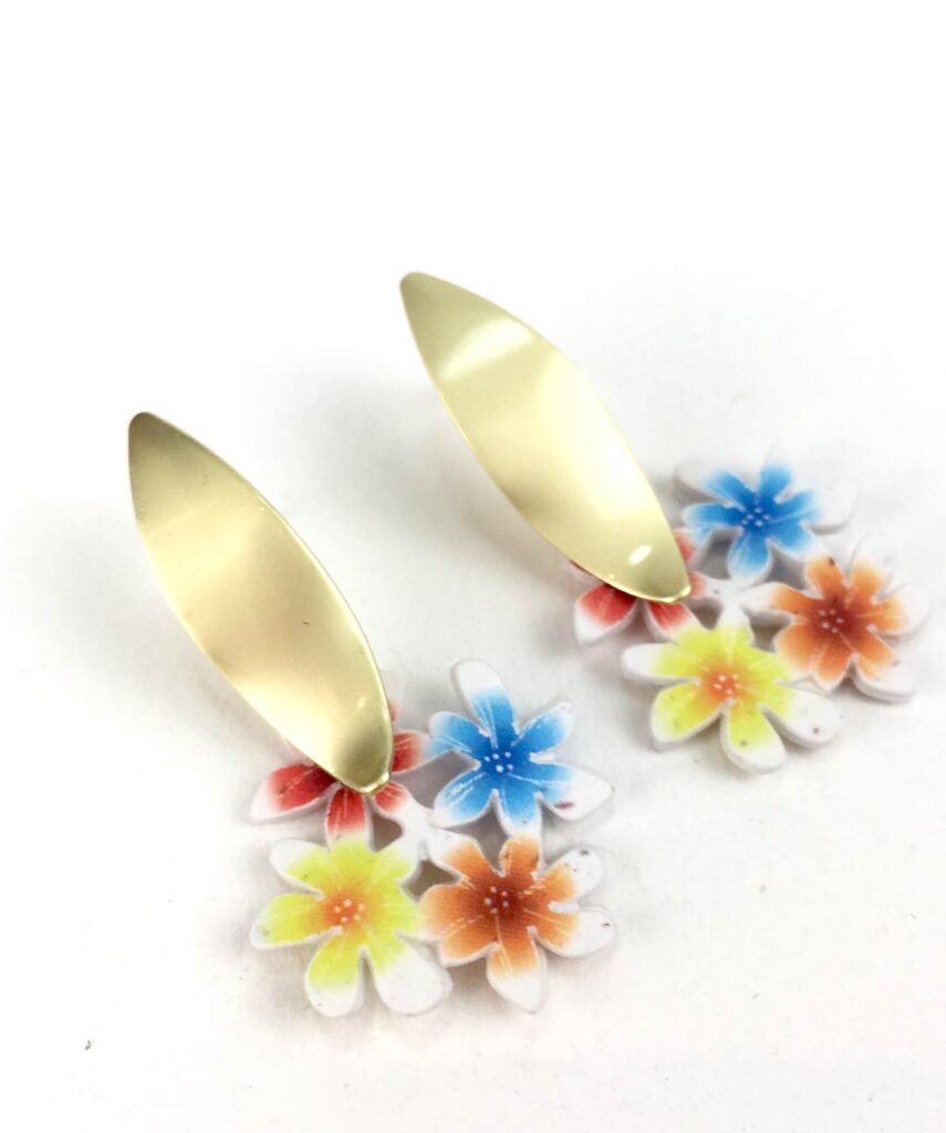 pendientes papel reciclado ramo flores alegres multicolor